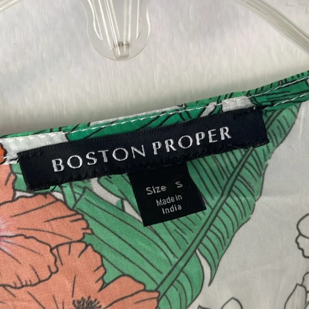 BOSTON PROPER Cabana Tropics Print Flare Sleeve‎ Duster S T01